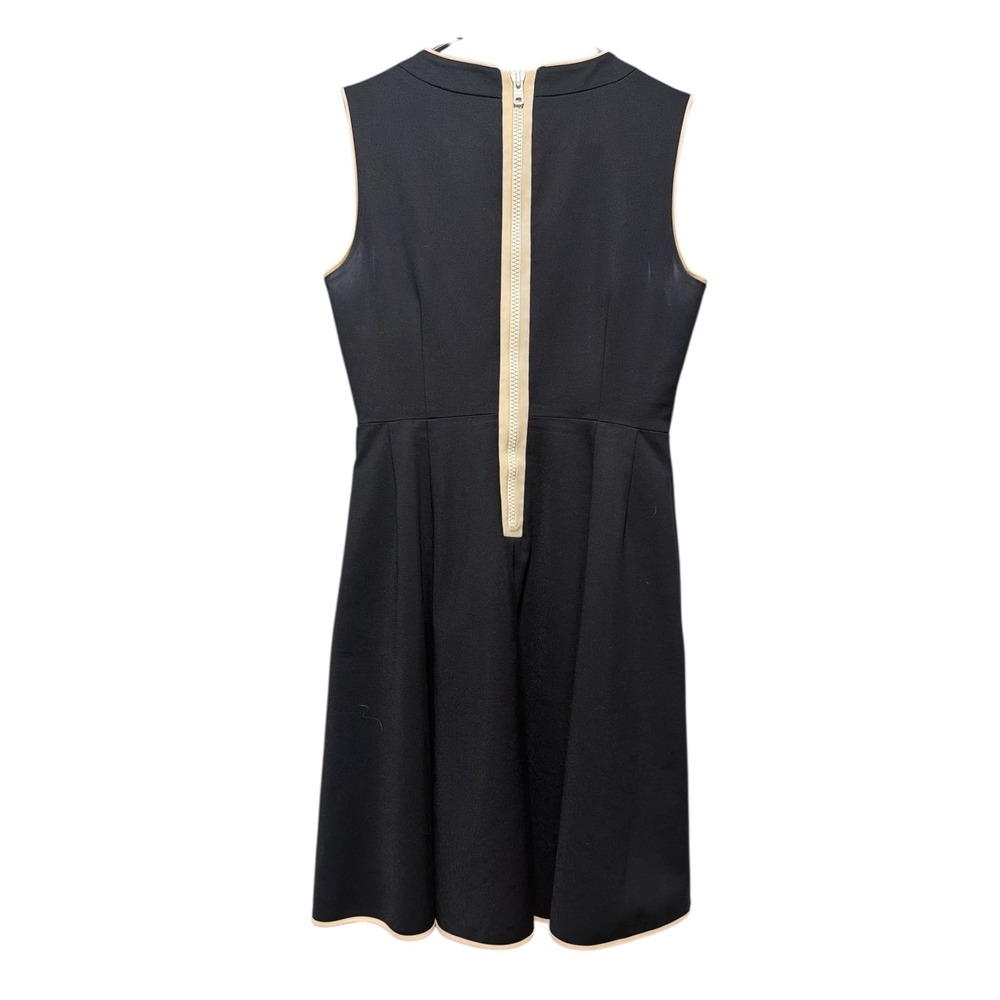 Kate Spade Black Fit and Flare Dress Sleeveless Contrast Piping Exposed Zipper - Picture 4 of 7